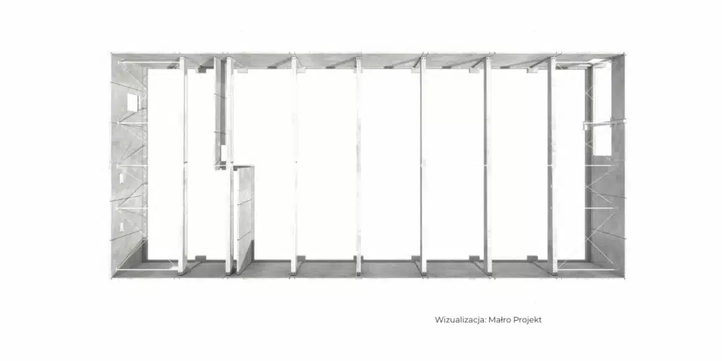 Model BIM prefabrykowanego budynku usługowego sieci Biedronka