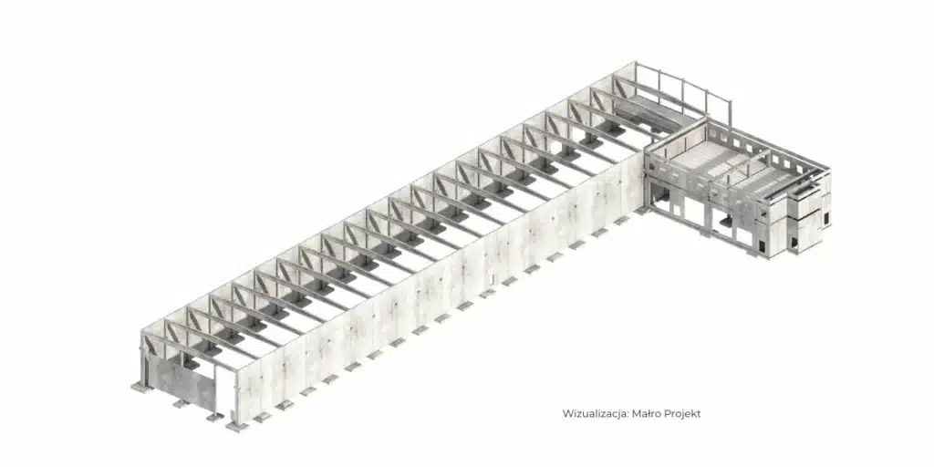 Projekt budynku przemysłowego dla zakładu produkcji prefabrykatów